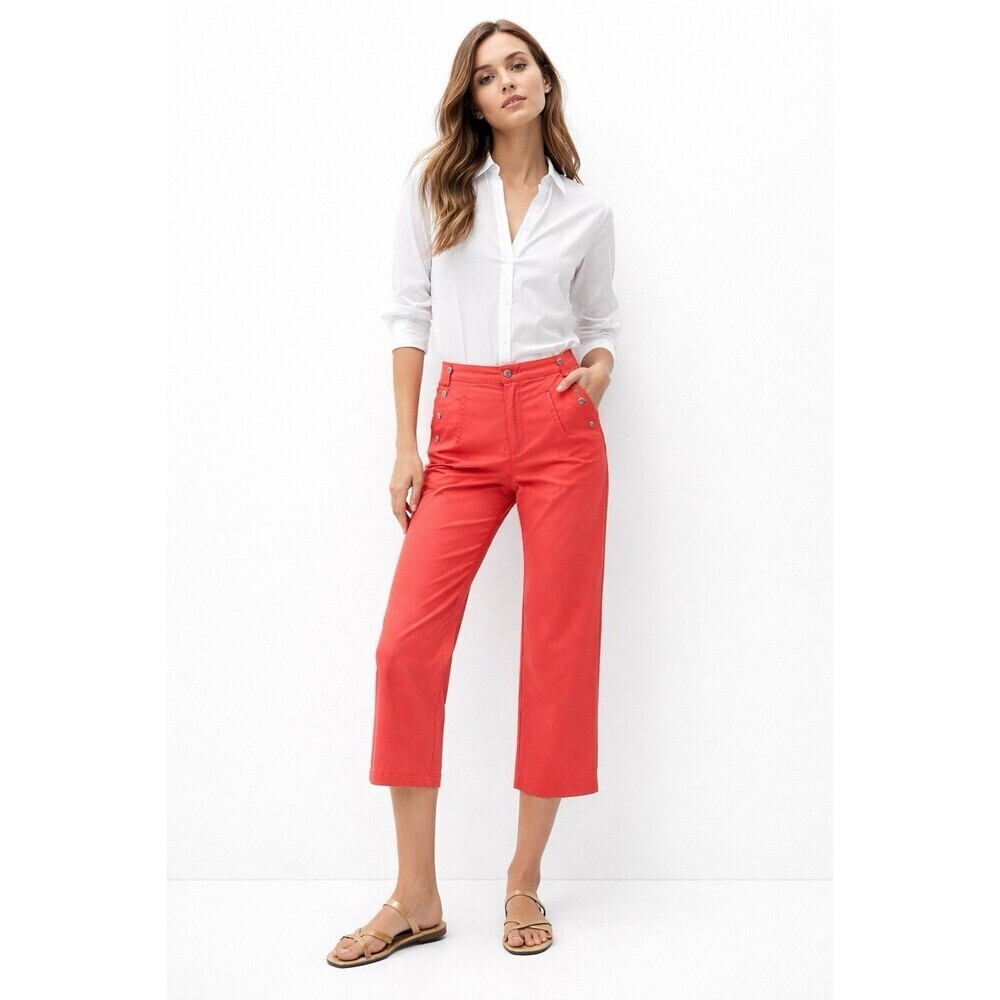 Massimo Dutti Coral Straight Leg Cropped Pants Stud Detail Size 4